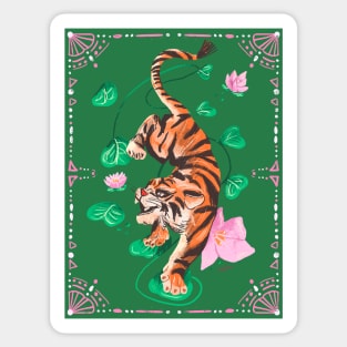 Tiger - Green by Cindy Rose Studio Sticker